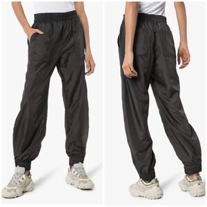 New Ganni Patch Pocket Track Trouser Pants Windbreaker Black Sz 40